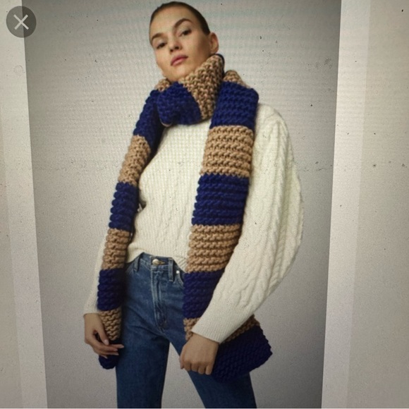 NWT I Love Mr. Mittens wool Navy and Tan neutrals scarf sold out - Picture 1 of 6
